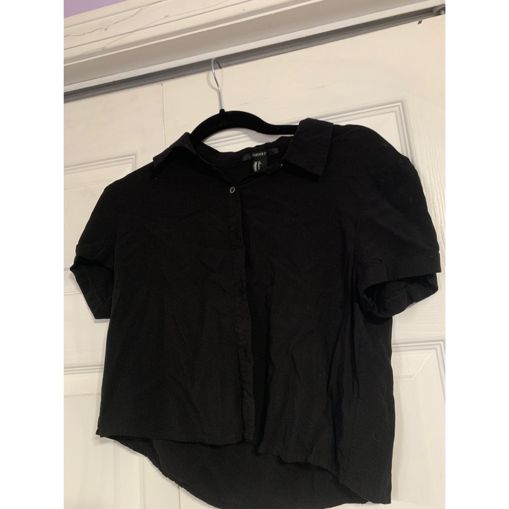 Black Collared Crop Top